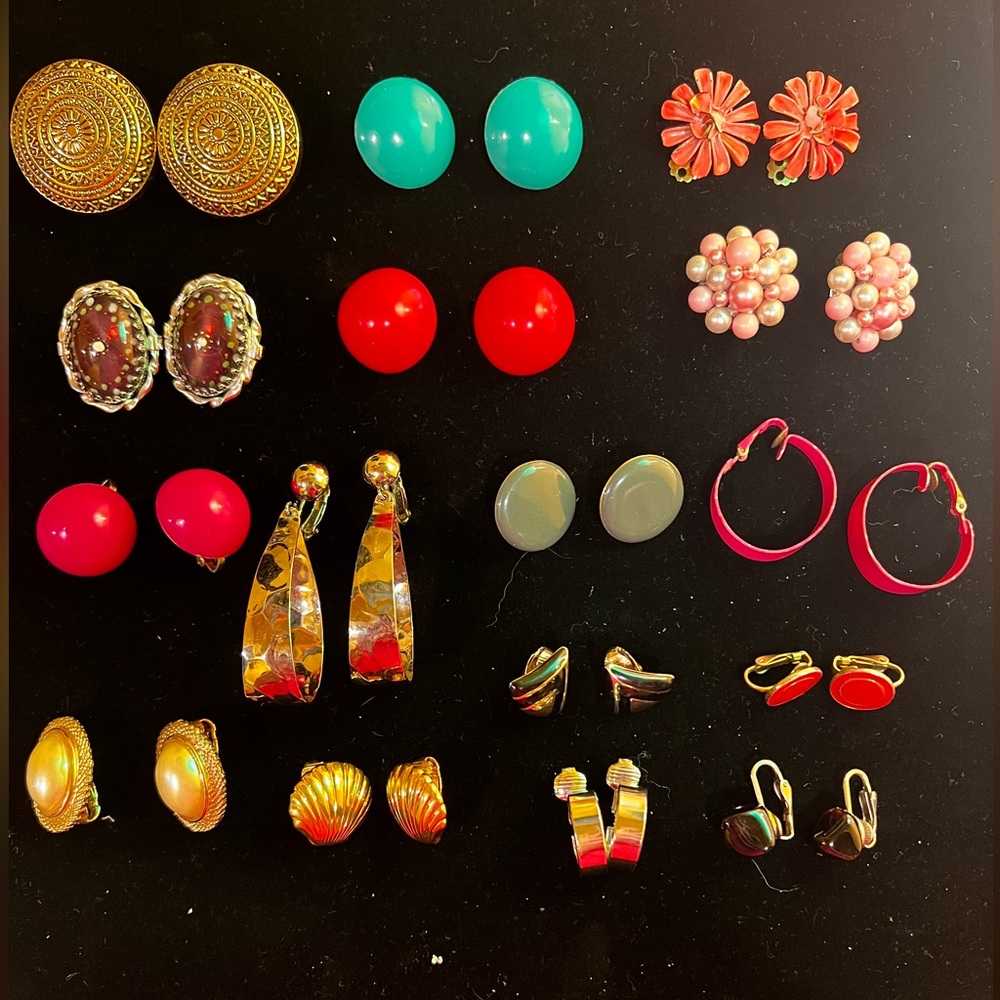 Vintage clip on lot 16 pairs earrings